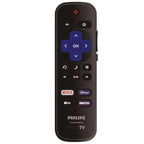 Replacement Remote Control Compatible with All Philips Roku TV Smart TVsOnly Works with Philips Roku TV Not for Roku Stick and Roku Box (Netflix/Disney Plus/Apple TV+ / HBO Max)