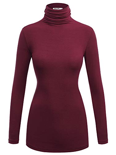 Image of Lock and Love Women's Turtleneck Top Lightweight Long Sleeve Slim Fit Pullover, Soft Rayon Stretch Layering Basic, S-3XL
