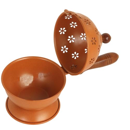 Heaven Decor Incense Burner, Loban Burner with Handle, Dhoop Dhuni Burner Sambrani Dhoop Burner for Home Office Temple Prayer Butler