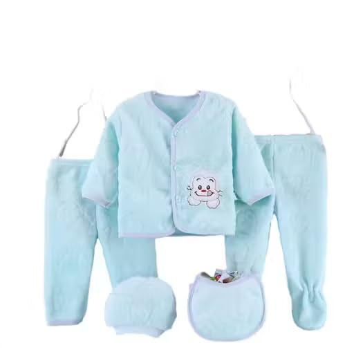 SHAPERX Newborn Baby Winter Fleece 5 Set – Soft & Cozy full sleeve top,cozy bottom,with foot bottom,bib & a warm cap (0-4 Months)-image-8