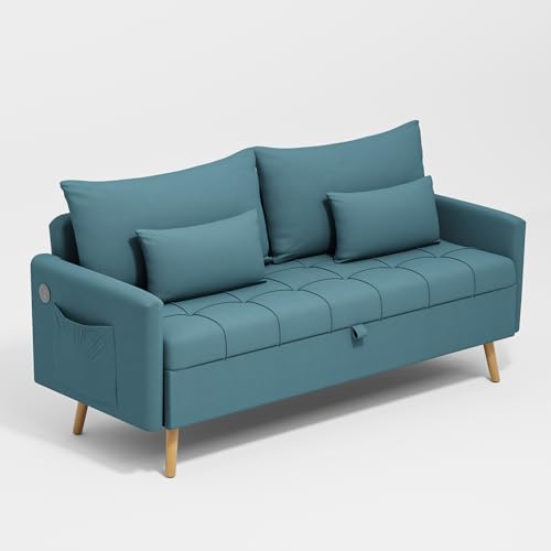 Catálogo para Comprar On-line Salas A Meses Sin Intereses los 10 mejores. 41 HOMEMAKE FURNITURE Sofá Moderno con Forma, Almacenamiento Plegable, Puertos USB y Tipo C para Admitir la Carga, Trae Dos Almohadas Cómodas Adecuado para Salón, Dormitorio etc....