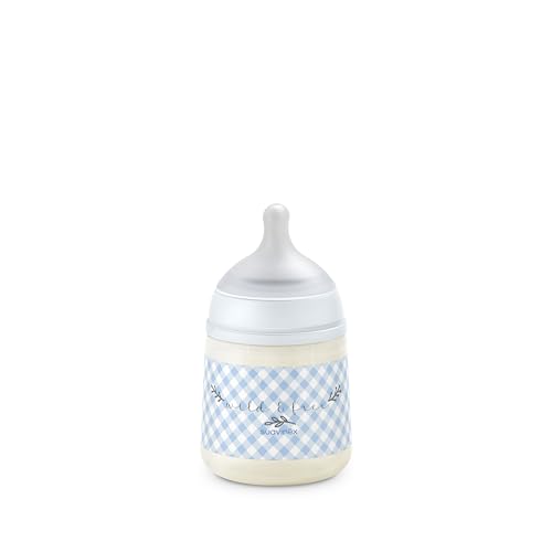 Suavinex, Biberón de 150 ml con Tetina Fisiológica SX Pro de Silicona con Válvula Anticólico, Flujo Lento (S) para Leche Materna y Artificial o Agua, Bebés +0 Meses y Recién Nacidos, Wild&Free Azul