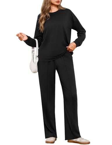 Terecey Conjunto Deportivo Mujer 2 Piezas Sudadera Manga Larga y Pantalón Largo Chándal Mujer Completo Ropa Deportiva Casual para Fitness Yoga Correr