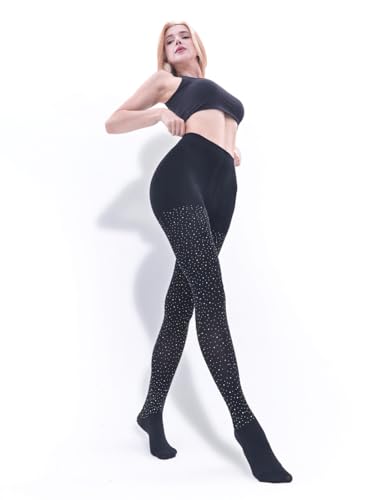 CharnmRose Sparkly Thick Tights for Women Opaque Tights Stockings with Rhinestone leggings3