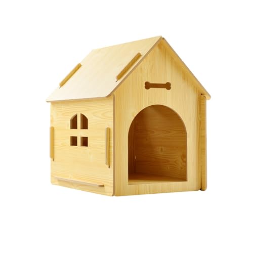 小型犬または猫用の屋内犬小屋、居心地の良い木製デザイン、小さな屋内ベッドハウス、通気口と高床式の暖かい犬小屋付き,B,80*55*74cm