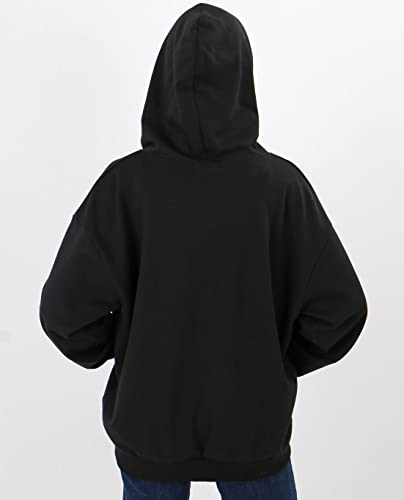 Wingsclogo Oversized Zip Up Hoodie For Women Drop Should Sweater Jacket Tops Plus Size(Large, Black) #TOP4