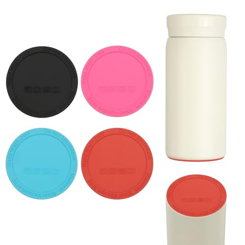 QUARKZMAN 4 Piezas De Fondos De Silicona Para Tazas De Sublimación, Fondos Protectores Antideslizantes De Silicona De 2.3' Con Adhesivo Para Tazas De Vino, Negro/Naranja/Rosa/Azul