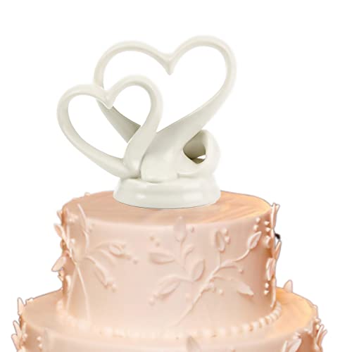 Oneplace Gifts CT2091 Double Hearts Cake Topper Wedding Anniversary Celebrations Centerpiece 4.6 Inch thumb #2