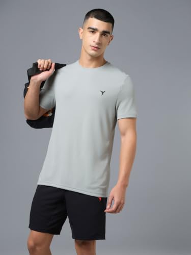 Image of TECHNOSPORT Men's Slim Fit Polyester Activewear Sports T-Shirt with Moisture-Wicking Comfort for Workout, Running & Gym