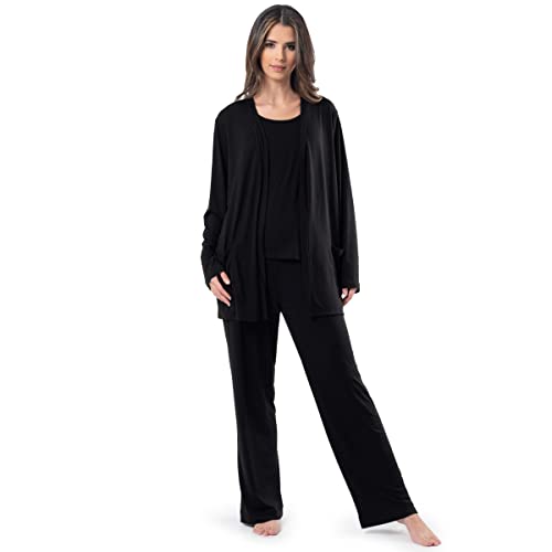 Fruit of the Loom womens Breathable Tank Top, Pant, and Cardigan Sleep Set