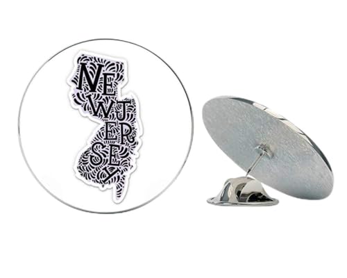New Jersey Shape Cute Letters Native Local Metal 0.75