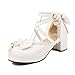 HeneiKecci Donna Dolce Lolita Cosplay Scarpe Platform Cinghia Incrociata Tacco Chunky Sandali Increspatura Bow Decoration Cinturino alla Caviglia Vestito Scarpe White Dimensione 36