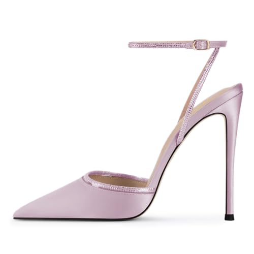 Milooey shoes Women Closed Pointed Toe Heeled Sandals Rhinestone Studded Ankle Strap Pump Sexy Stiletto High Heels Party Prom Formal Shoes Size 4-16 Us2