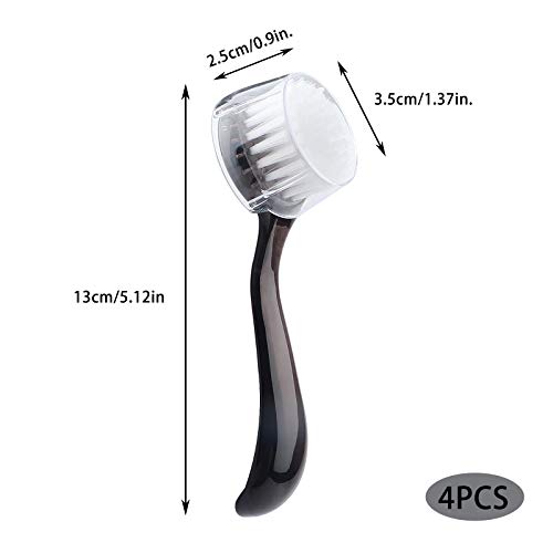 Beomeen Facial Cleansing Brush 4 PCS, Facial Exfoliating Brush Face Wash Scrub Exfoliator Brush for Makeup Skincare Removal (Transparent Black)