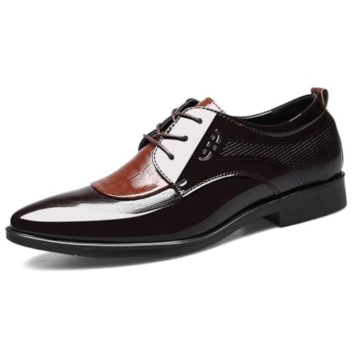 Formal Patent Leather Oxford Dress Shoes for Men Business Comfortable Loafers Lace Up Pointed Toe Non Slip Wedding Office Tuxedo Wear