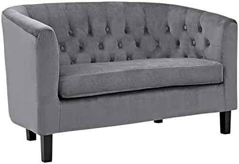 Modway Prospect Velvet Upholstered Contemporary Modern Loveseat In Gray
