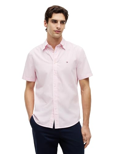 Image of Tommy Hilfiger Men's Short Sleeve Poplin Shirts in Regular Fit, Men's Button Down Shirts