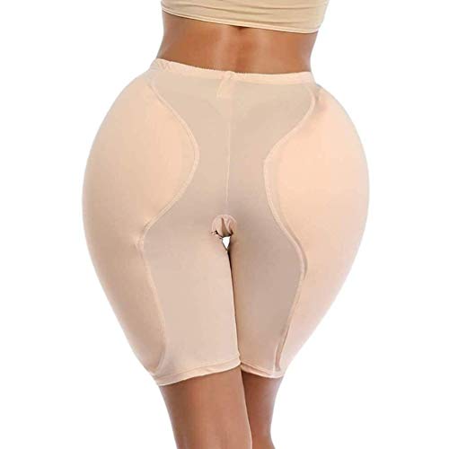Womens Padded Shapewear Hip Enhancer Butt Lifter Waist Trainer Thick Fake Ass Control Boyshorts,Flesh,M