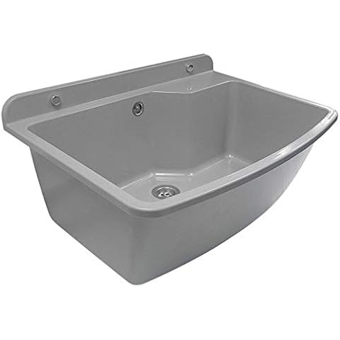 GOSPO Ausgussbecken, 61 cm x 44 cm x 23,5 cm, Waschbecken aus Kunststoff Cover
