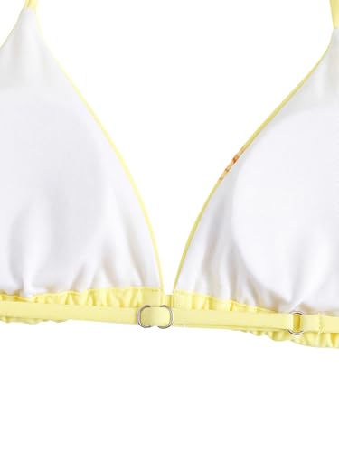 Image of RoseSeek Girl's 2 Piece Swimsuits Floral Gingham Halter Triangle Wireless Bikini Bathing Suit