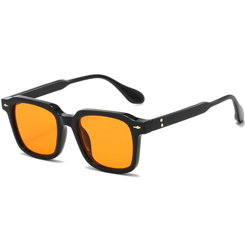 PORADAY Trendy Square Sunglasses for Women Men Fashion Thick Frame Black Sun Glasses Female Vintage Shades