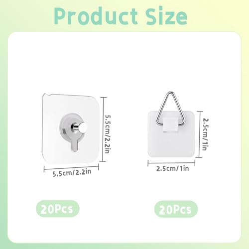 Image of 40 PCS Adhesive Picture Hanger Picture Hanging Hooks Without Nails Invisible Adhesive Plate Hanger Vertical Plate Holders Picture Hangers Sticky Hangers for Home Wall Art Decor Picture Photo Frame