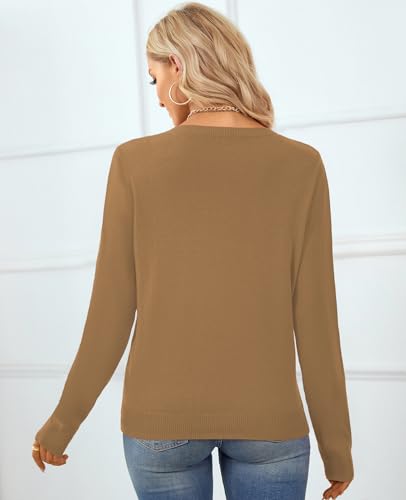 Image of QUALFORT Women's 100% Cotton Sweater, Basic Lightweight Long Sleeve Pullover
