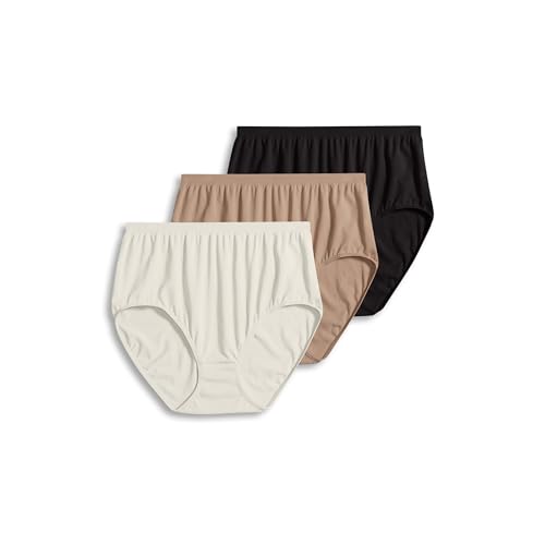 Jockey Women's Underwear Comfies Microfiber Brief - 3 Pack, Black/Ivory/Light, 8