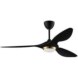 Ventilador Techo Negro Leroy Merlin reiga Ventilador de techo inteligente negro dorado de 132 cm con aplicación de luz LED regulable, control remoto, aspas modernas, motor de CC reversible silencioso, 6 velocidades, temporizador