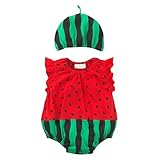 赤ちゃん 着ぐるみ ハロウィン コスチューム 衣装 フルーツ 可愛い スイカ ロンパース 新生児 ベビー服 男の子 女の子 前開き 出産お祝い 仮装 フード付き パーティー 撮影 人気 おもしろ パジャマ あったか 記念写真 イベント(グリーン,80)