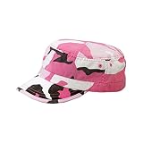 The Vintage Year Washed Cadet Cotton Twill Adjustable Military Radar Caps (Army Camo Pink)
