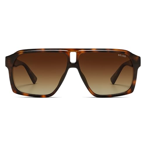 Image of SOJOS Trendy Polarized Aviator Sunglasses for Women Men,Fashion Square Aviators Shades Vintage Style UV400 Protected SJ2699