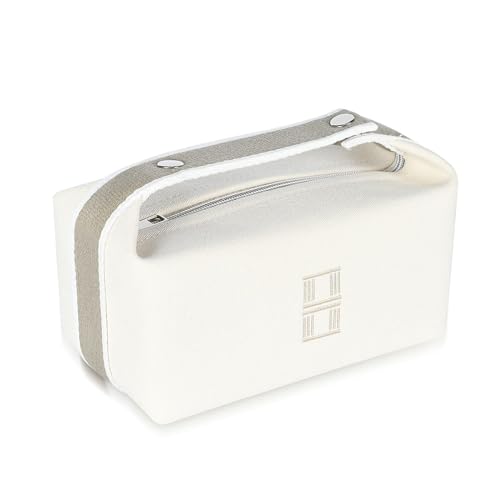 Sluxa Fashion Makeup Bag for Women, Orange Red Canvas Make up Travel Bag, Hanging Cosmetic Bag Organizer for Women