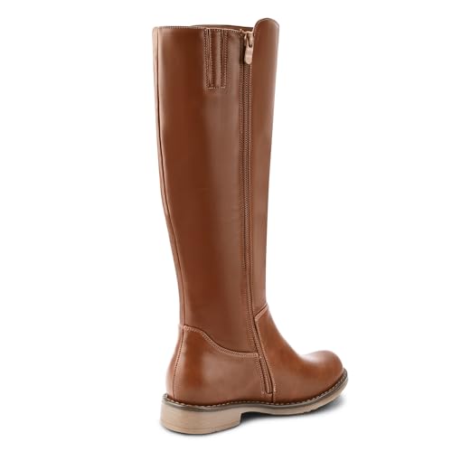 Image of Shoe'N Tale Women's Knee High Boots Flat Low Heel Stretchy Round Toe with Side Zipper
