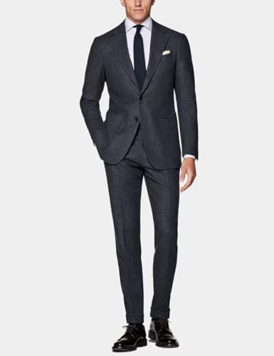 Mens Houndstooth Suit 2 Piece Blazer Pants Set Slim Fit Grid Spring Autumn Wedding Business2