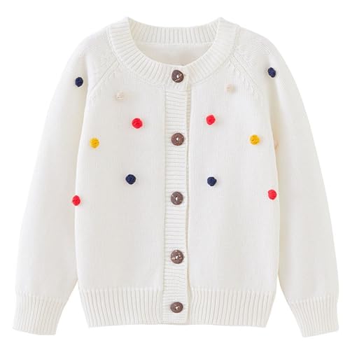 sfdgfhyf Girls and Toddler's Long Sleeve Cable Knit Cardigan Sweater Kids Crewneck Button Up Sweater Jacket