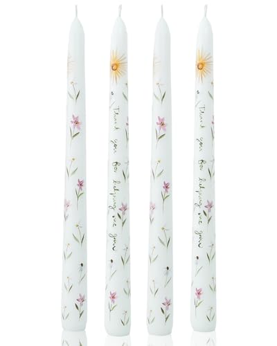 White Taper Candle 10 Inch Candlesticks,Thank You Gifts for Women,Unscented Dripless Tapered Candle Set for Decor Wedding Party,4 Pack