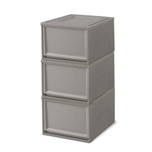 アイリスオーヤマ 収納ケース 積み重ね 3個 チェスト 引き出し クローゼット 完成品 衣類収納 新生活 一人暮らし 単品 BCチェスト 深型 BC-LD ダークグレー