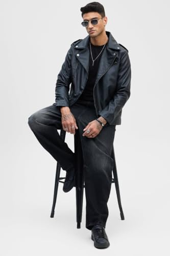 Image of SNITCH Black Zipper Faux Leather Jacket