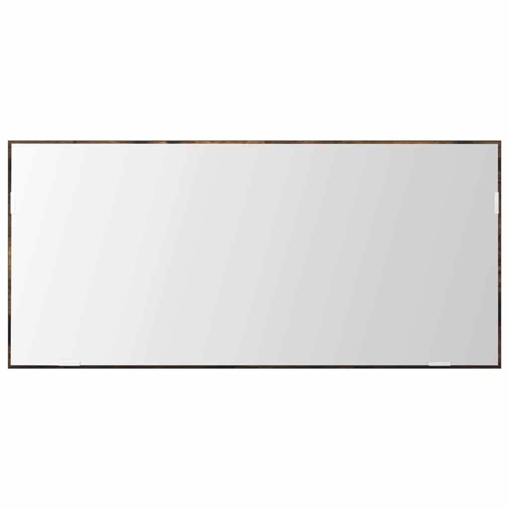 Specchio da parete marrone 80 x 37 cm in vetro e legno ingegnerizzato con illuminazione a LED per bagno ospiti WC, design moderno, salvaspazio, durevole, versatile