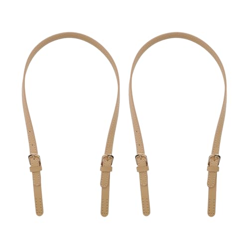 Semetall 2Pcs Purse Strap Leather Handles for Bags,PU Leather Purse Strap Sewing Replacement Handbag,Light Khaki