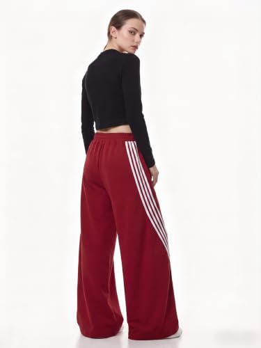 Image of EMMIOL Women's Y2K Baggy Barrel Striped Sweatpants High Waisted Wide Leg