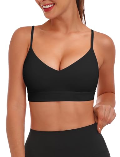 Buauty V Neck Sports Bra for Women, Padded Push up Sport Bras Adjustable Thin Straps, Light Support Yoga Camisole2