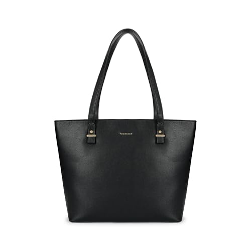 Image of Fastrack PowerCarry Tote for Women, Semi-PU Faux Leather Tote with Zip Closure and Comfy Strap, Spacious 15.12L Handbag for Office, College, or Casual Outfits, Large Tote Bag for Women