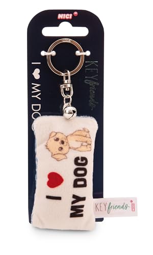 NICI Schlüsselanhänger Mini Plüschkissen I Herz My Dog 8cm mit Glöckchen