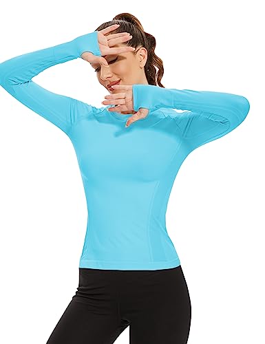 Image of MathCat Workout Shirts for Women Long Sleeve, Workout Tops for Women, Quick Dry Gym Athletic Tops,Seamless Yoga Shirts XS-XL