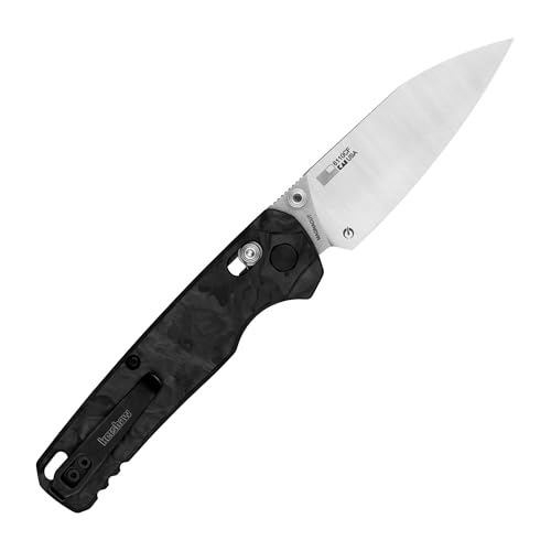 Image of Kershaw Bel Air XL Carbon Fiber Folding Pocket Knife, Made in USA, 3.4 Inch CPM MagnaCut Steel Two-Tone Reverse Tanto Blade, EDC with KVT Opening, DuraLock, Carbon Fiber Handle, Deep-Carry Pocketclip