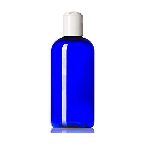 Newday Bottles, 4 Oz Empty Plastic Bottles BPA-Free Made in USA with Disc Cap Lids, Pack of 6 (Blue with White Cap)