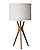 EDISHINE Mid Century Table Lamp, 17.5" Tripod Bedside Lamp with Deep Wood Color Light Base & Beige Linen Lampshade, Nightstand Lamp for Bedroom, Living Room, Reading Room, E26 Base