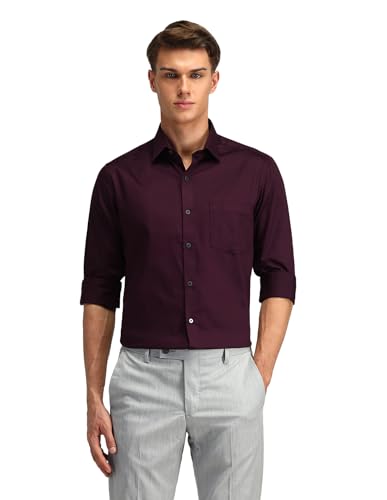 Image of Arrow Men's Solid Full Sleeve Slim Fit Cutaway Collar Cotton Formal Shirt (ARADOSH1383 Dark Green 46)
